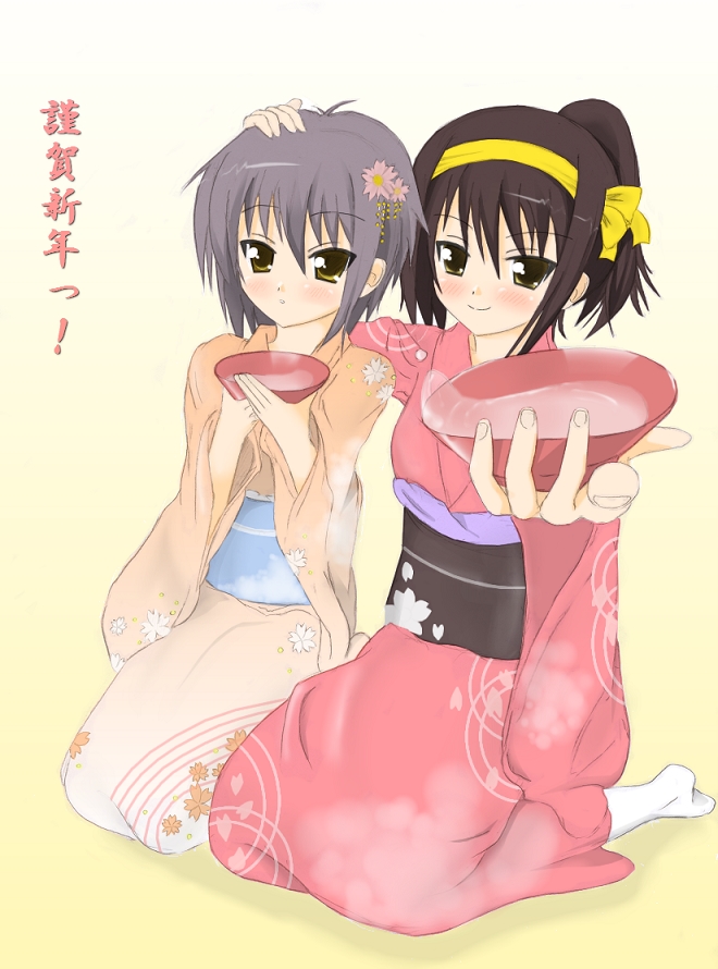 suzumiya haruhi and nagato yuki (suzumiya haruhi no yuuutsu) drawn by kuroinu_(sonoba_shinogi)