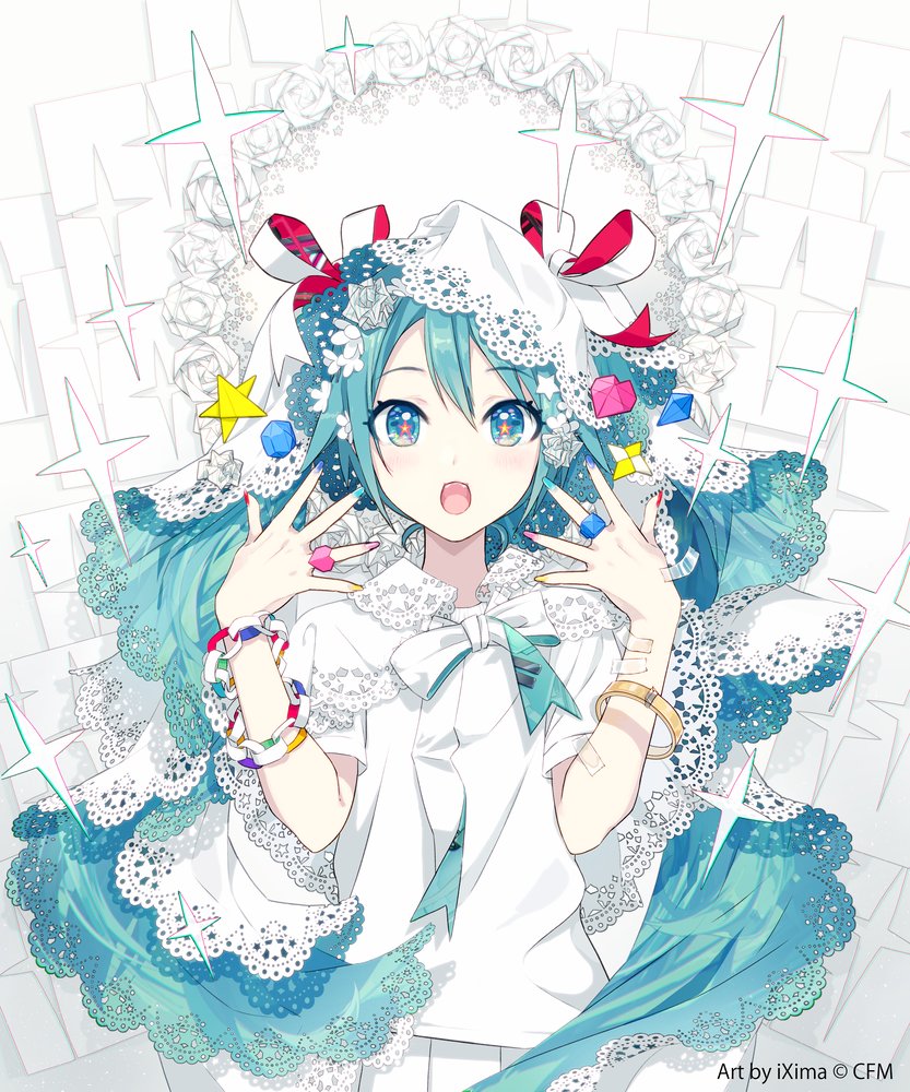 hatsune miku (vocaloid and 2 more) drawn by ixima
