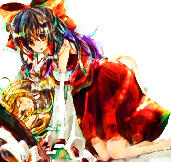 hakurei reimu and kirisame marisa (touhou) drawn by ohomo