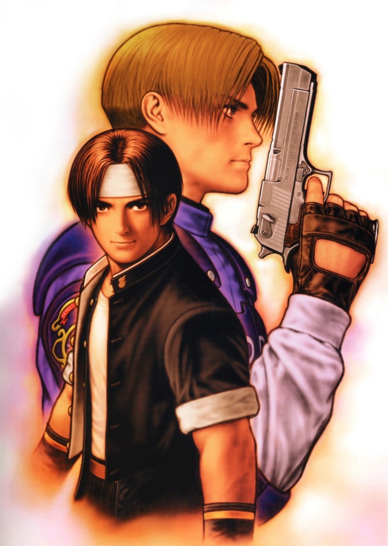 leon s. kennedy and kusanagi kyou (the king of fighters and 3 more) drawn by mori_toshiaki
