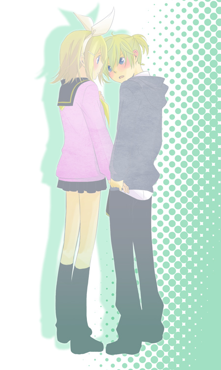 kagamine rin and kagamine len (vocaloid) drawn by hk