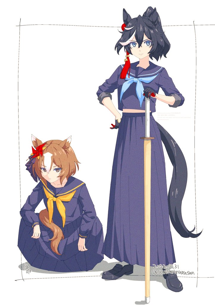 katsuragi ace and yaeno muteki (umamusume) drawn by sunsunnunusun