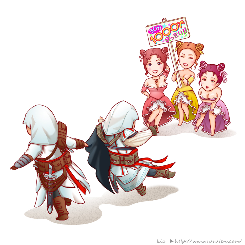 ezio auditore da firenze and altair ibn la-ahad (assassin's creed ii and 1 more) drawn by kia_(ruruten)