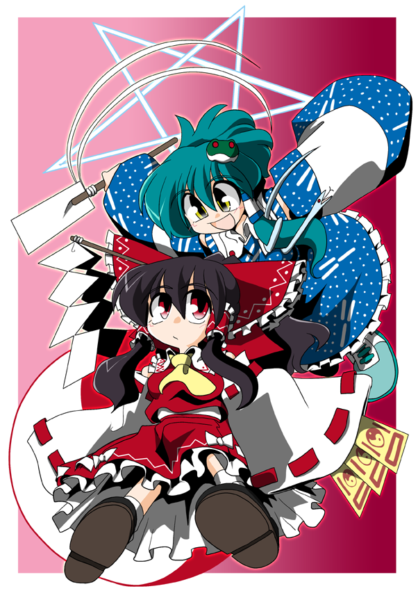 hakurei reimu and kochiya sanae (touhou) drawn by kieyza