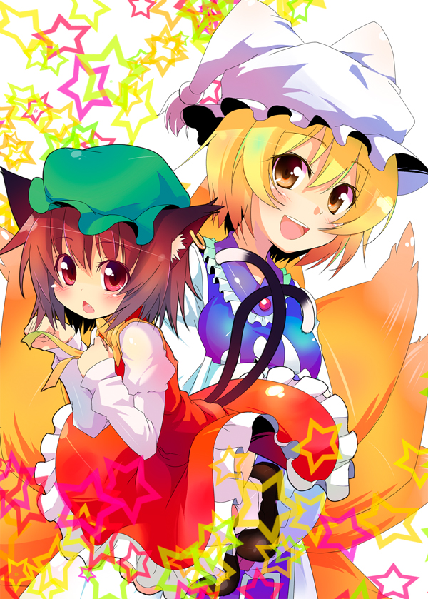 yakumo ran and chen (touhou) drawn by sw_(taco)