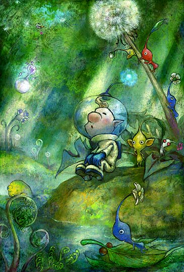 red pikmin, yellow pikmin, blue pikmin, white pikmin, louie, and 3 more (pikmin) drawn by sawako_m