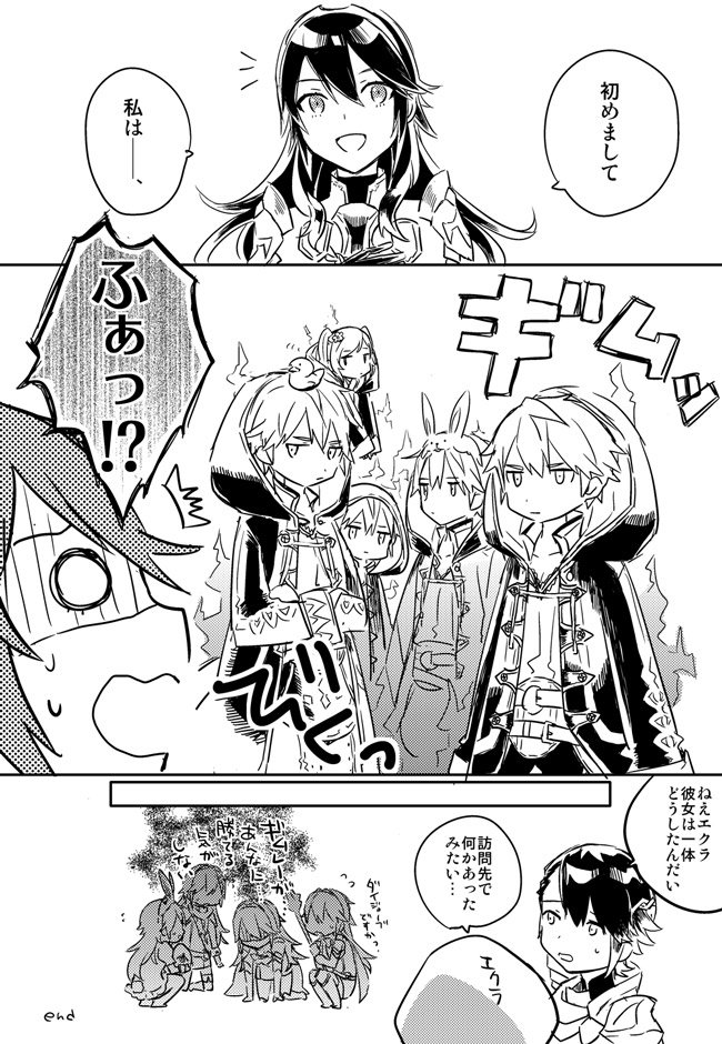 female robin, male robin, kiran, alfonse, and lucina (fire emblem and 2 more) drawn by menoko