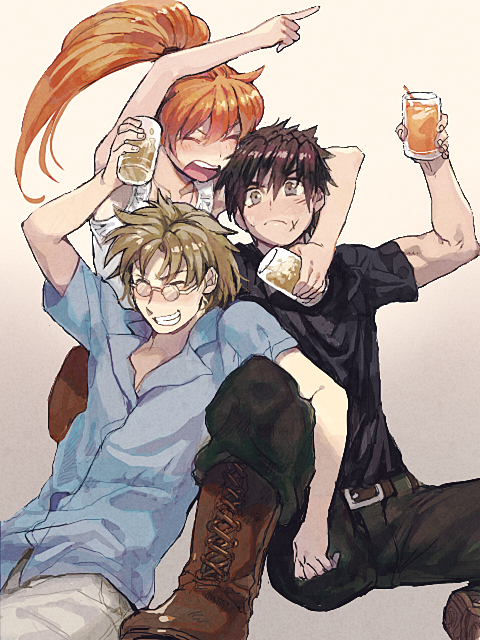 sagara sousuke, nami, and michel lemon (full metal panic! and 1 more) drawn by aoki_(fumomo)
