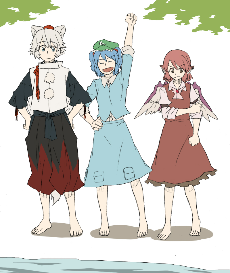 inubashiri momiji, kawashiro nitori, and mystia lorelei (touhou) drawn by torinone
