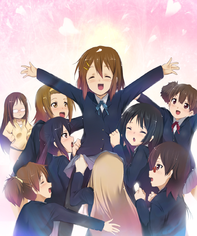 akiyama mio, nakano azusa, hirasawa yui, tainaka ritsu, kotobuki tsumugi, and 4 more (k-on!) drawn by kaiga