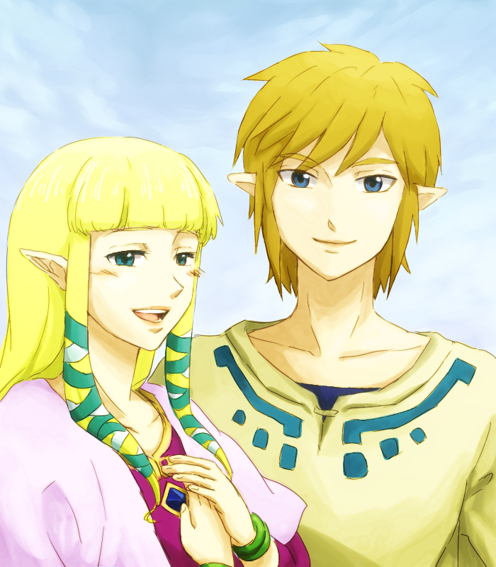 link and princess zelda (the legend of zelda and 1 more) drawn by saiba_(henrietta)