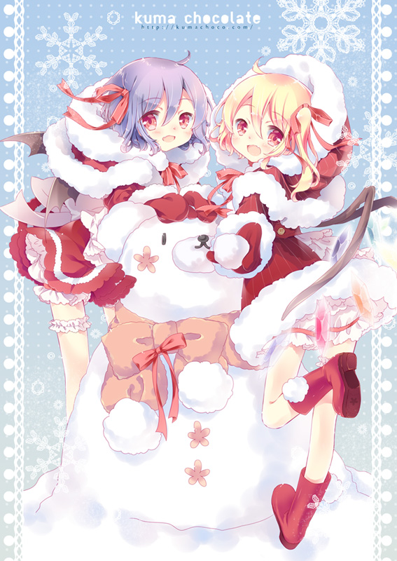remilia scarlet and flandre scarlet (touhou) drawn by aogiri_sei