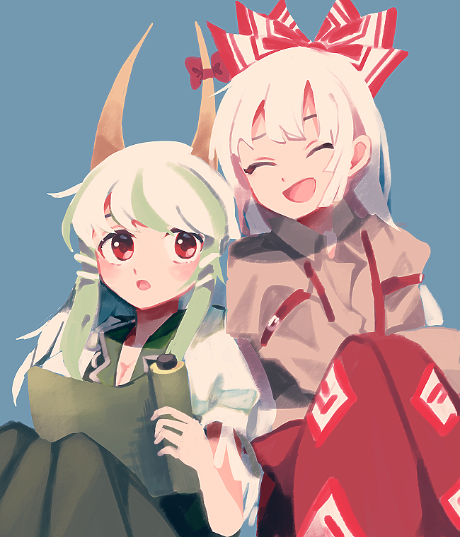 fujiwara no mokou, kamishirasawa keine, and ex-keine (touhou) drawn by itomugi-kun