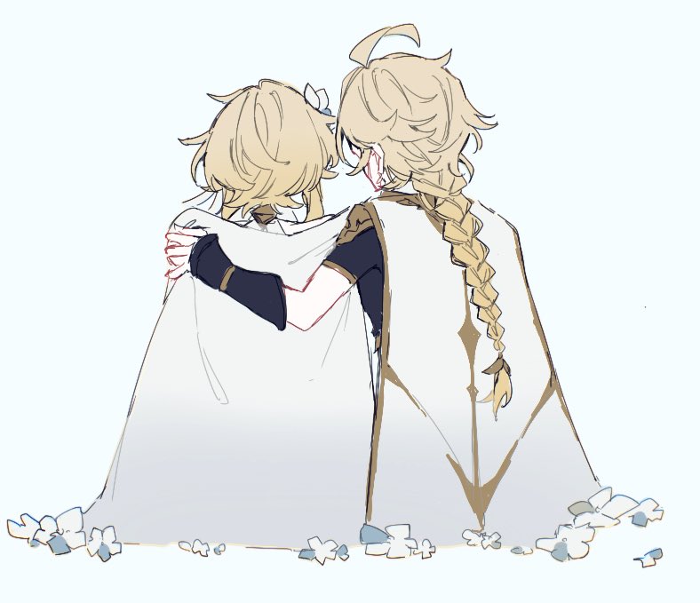 lumine and aether (genshin impact) drawn by yukitsuru_kamemaru