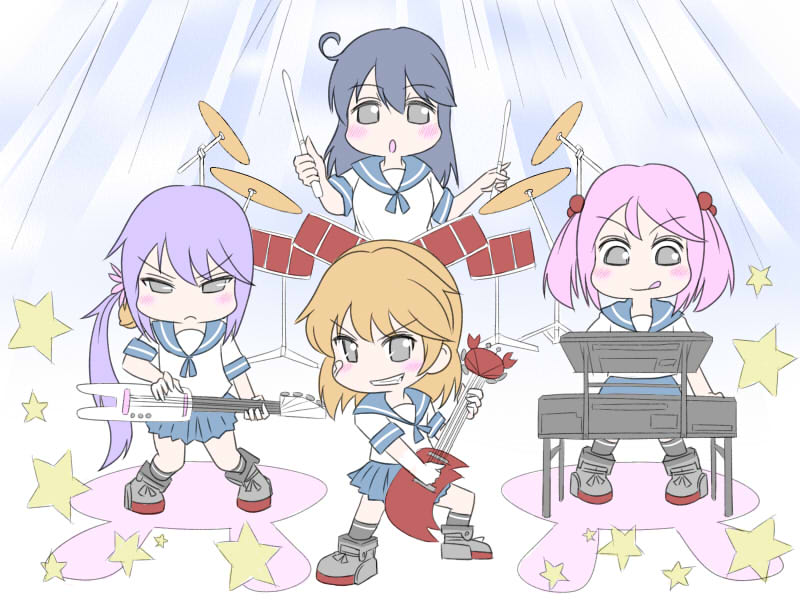 ushio, akebono, sazanami, and oboro (kantai collection) drawn by daifuku_(usagi_pie)