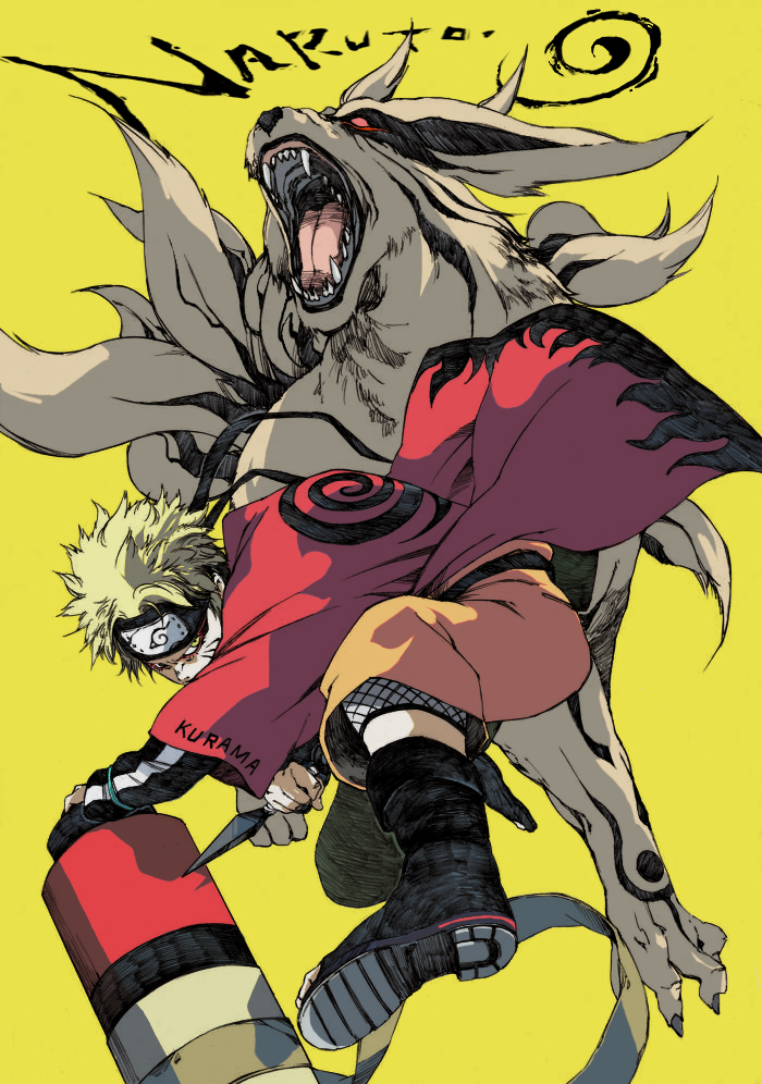 uzumaki naruto and kurama (naruto and 1 more) drawn by makkamu