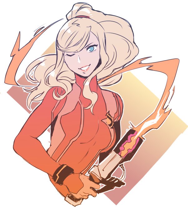 samus aran and takamaki anne (persona and 3 more) drawn by radiostarkiller