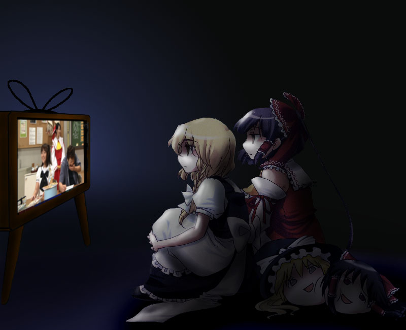 hakurei reimu and kirisame marisa (touhou) drawn by aki_eda