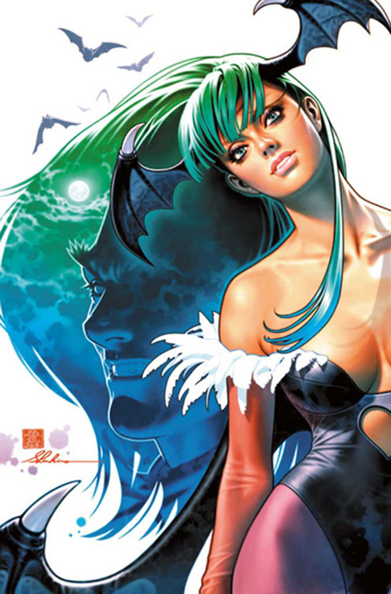 morrigan aensland and demitri maximoff (darkstalkers) drawn by mori_toshiaki