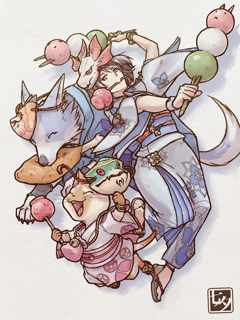 monster hunter, felyne, canyne, and mizutsune (monster hunter) drawn by tanabanata