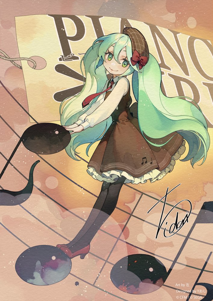 hatsune miku (vocaloid and 2 more) drawn by hidari_(left_side)
