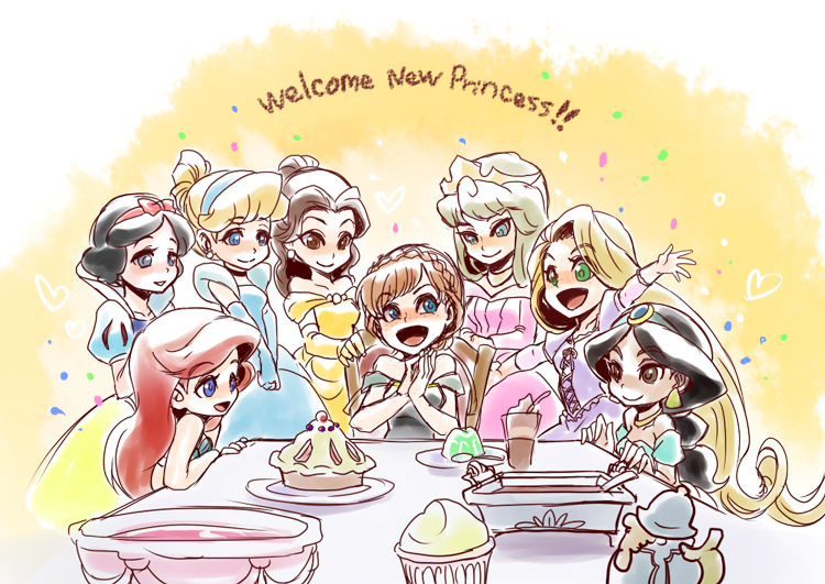 anna, ariel, rapunzel, snow white, jasmine, and 3 more (frozen and 9 more) drawn by murai_shinobu