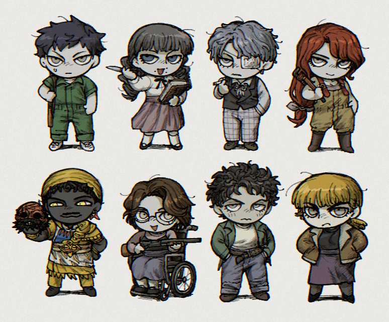 marina, levi, daan, karin, abella, and 4 more (fear & hunger and 1 more) drawn by sm2_hokke