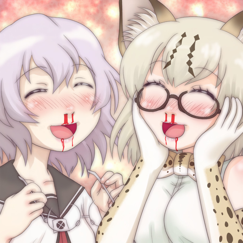 ikeda chitose and margay (kemono friends and 1 more) drawn by t_jiroo_(ringofriend)