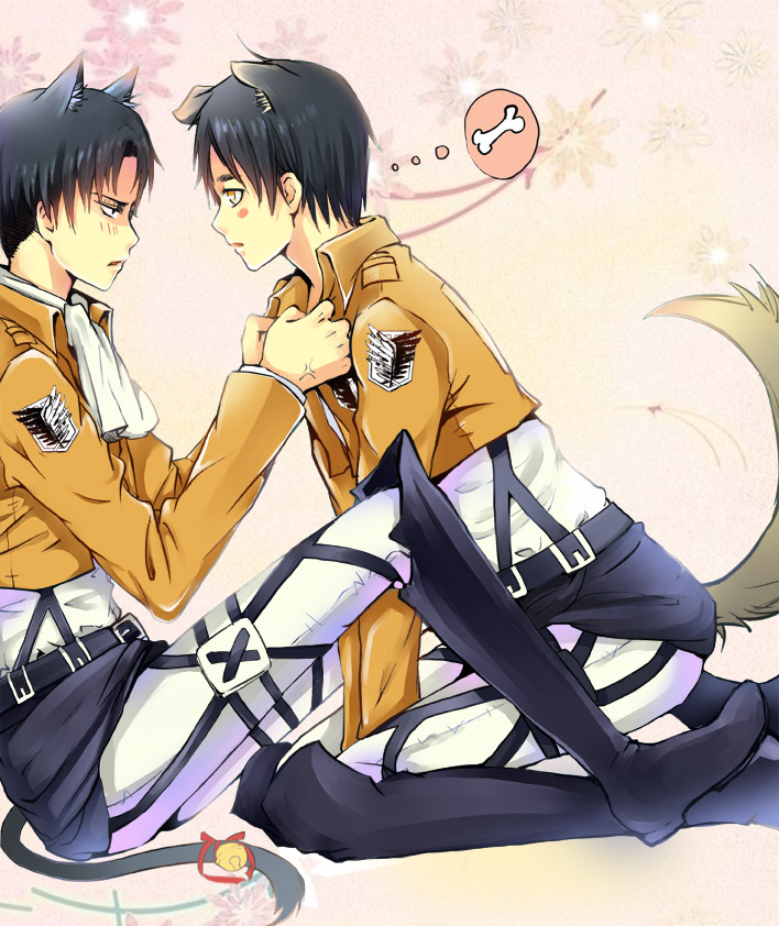 eren yeager and levi (shingeki no kyojin) drawn by tanotomoe