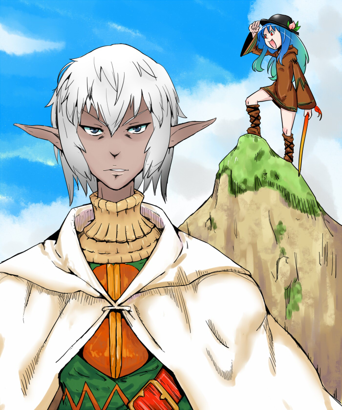 hinanawi tenshi, buront, and geomancer (touhou and 3 more) drawn by iwamasama