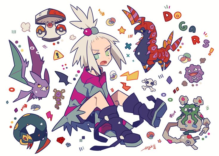 roxie and crobat (pokemon and 1 more) drawn by auko
