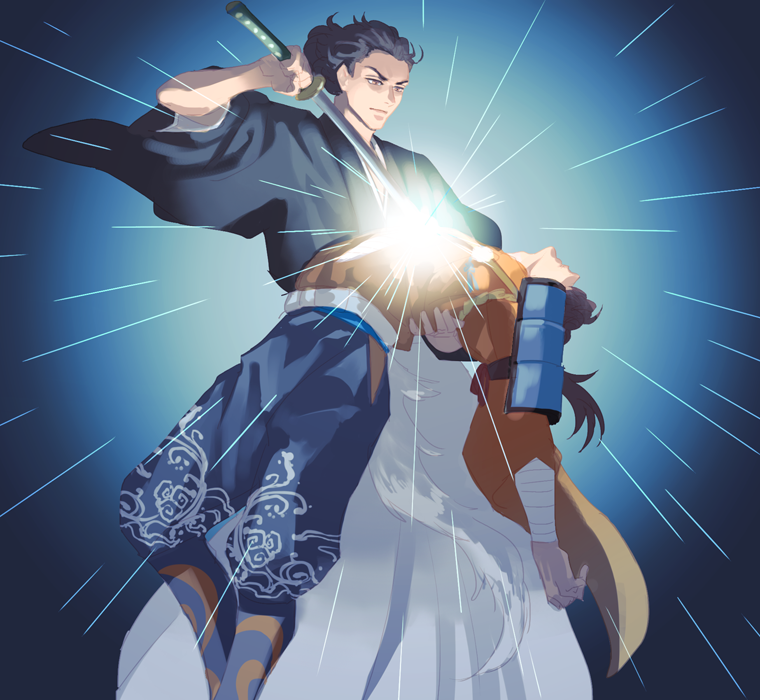 mutsu-no-kami yoshiyuki and sakamoto ryouma (touken ranbu and 1 more) drawn by ekd2424