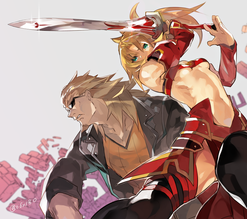 mordred and shishigou kairi (fate and 1 more) drawn by hyakuhachi_(over3)