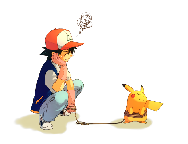 pikachu and ash ketchum (pokemon) drawn by sekka_koyori