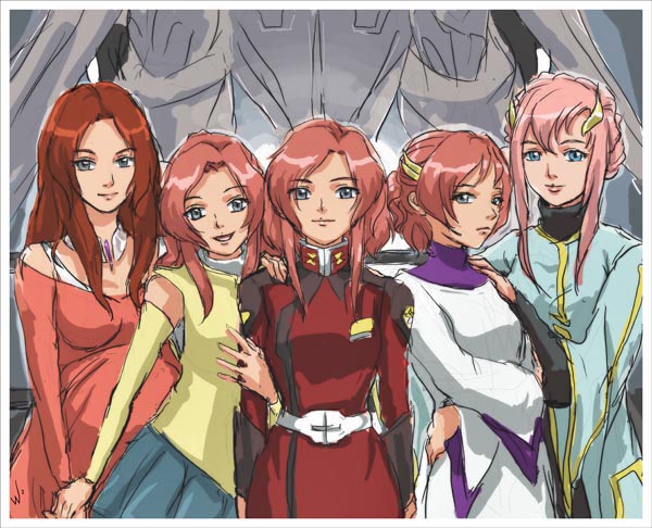 lacus clyne and flay allster (gundam and 1 more) drawn by maya_sawamura_anderson