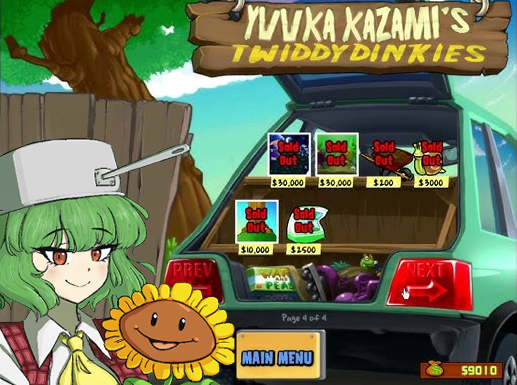kazami yuuka, sunflower, and crazy dave (touhou and 1 more) drawn by orange_king24