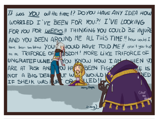 princess zelda, impa, and wizzro (the legend of zelda and 1 more) drawn by chat-en-rose