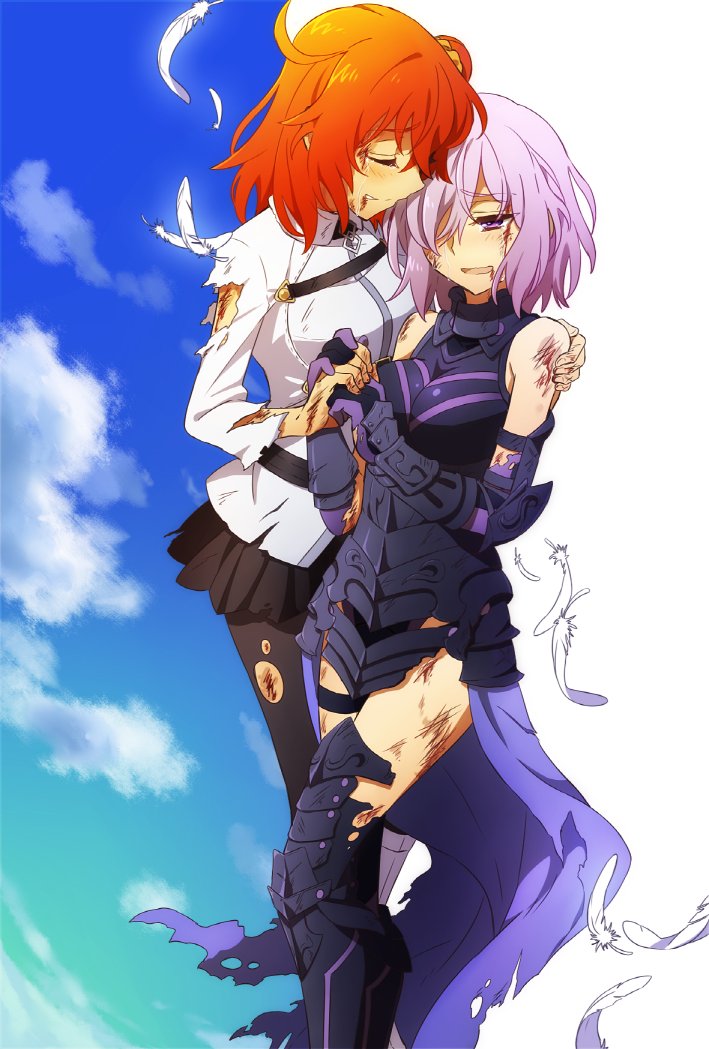 mash kyrielight and fujimaru ritsuka (fate and 1 more) drawn by oiun