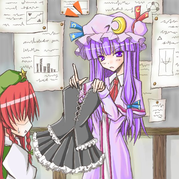 patchouli knowledge and hong meiling (touhou) drawn by momokumo