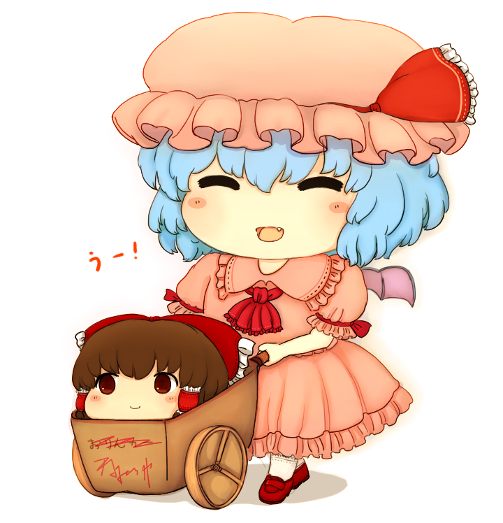 hakurei reimu and remilia scarlet (touhou) drawn by azuma_meri