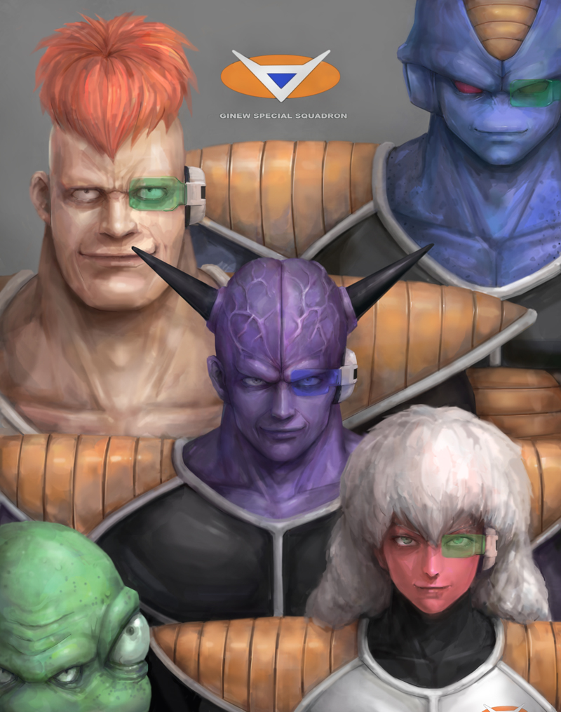 captain ginyu, jeice, burter, ginyu force, recoome, and 1 more (dragon ball and 1 more) drawn by miche
