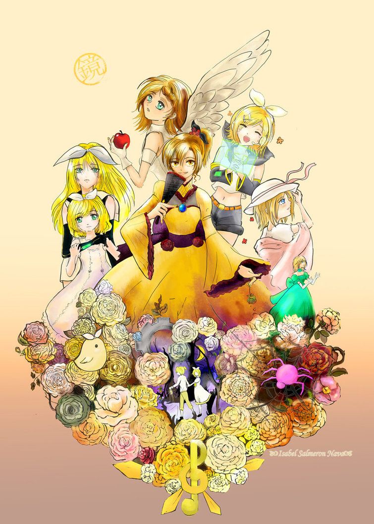 kagamine rin, riliane lucifen d'autriche, gretel, and hansel (vocaloid and 7 more) drawn by ifisabelfenix