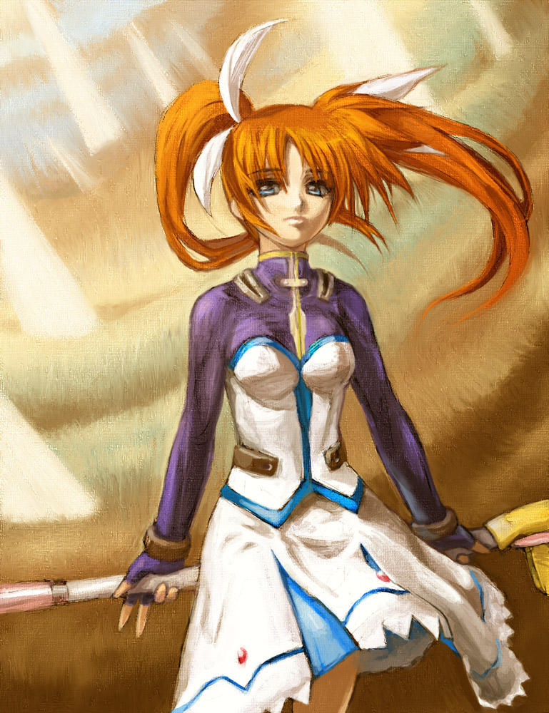 takamachi nanoha and raising heart (lyrical nanoha and 1 more) drawn by shirogane_kihen