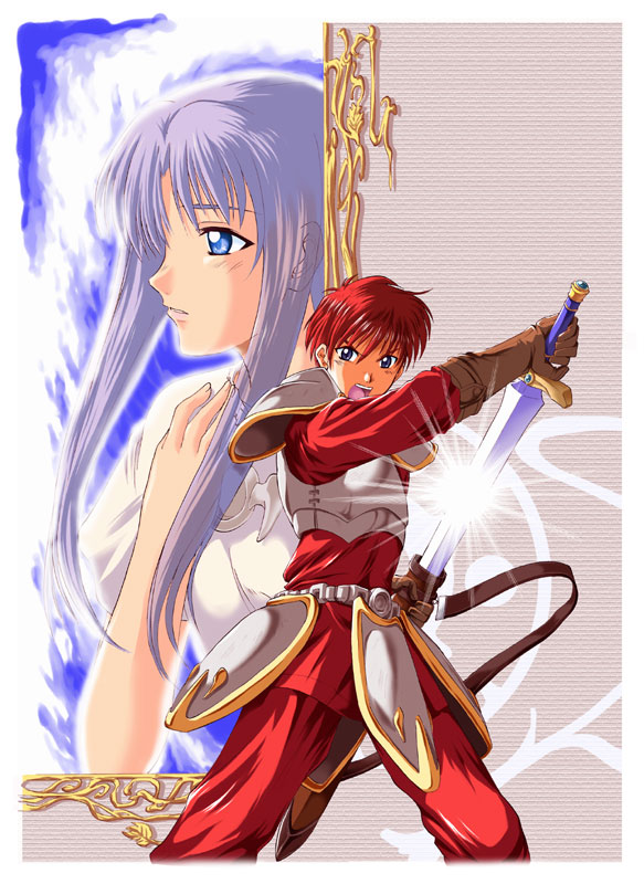 adol christin and feena (ys and 1 more) drawn by xiacheng_tatsuya