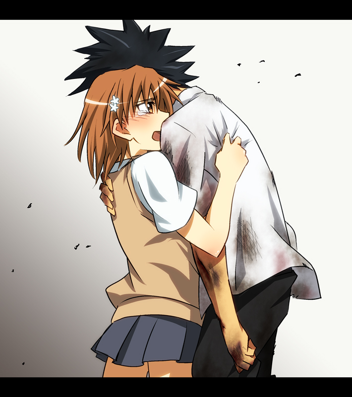 misaka mikoto and kamijou touma (toaru majutsu no index and 1 more) drawn by makoto_jon