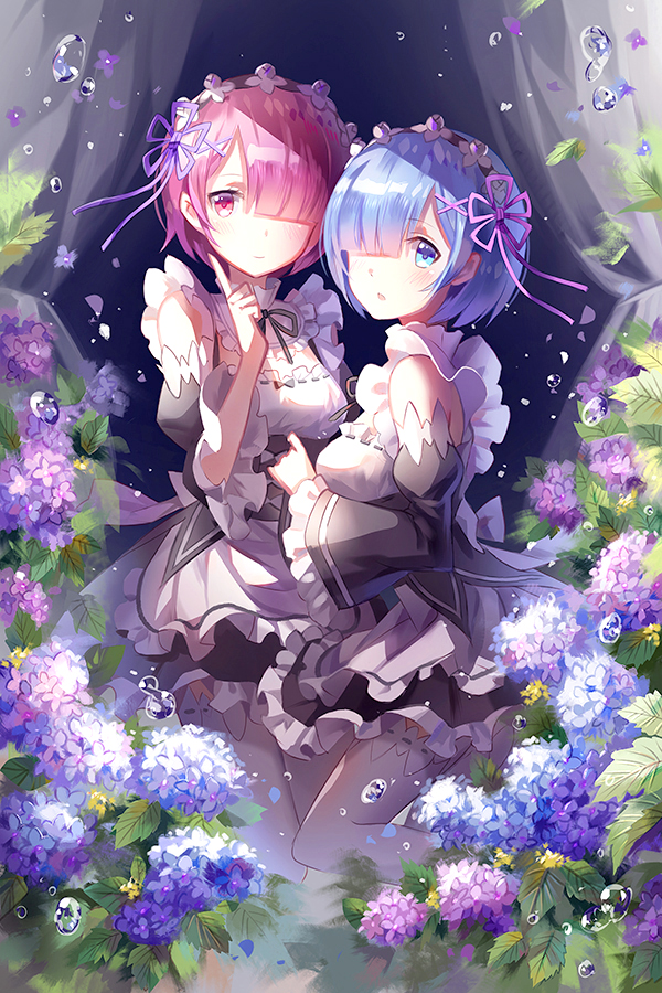 rem and ram (re:zero kara hajimeru isekai seikatsu) drawn by kyurin_(sunnydelight)