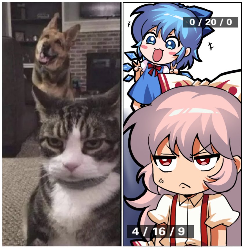 cirno and fujiwara no mokou (touhou) drawn by jokanhiyou