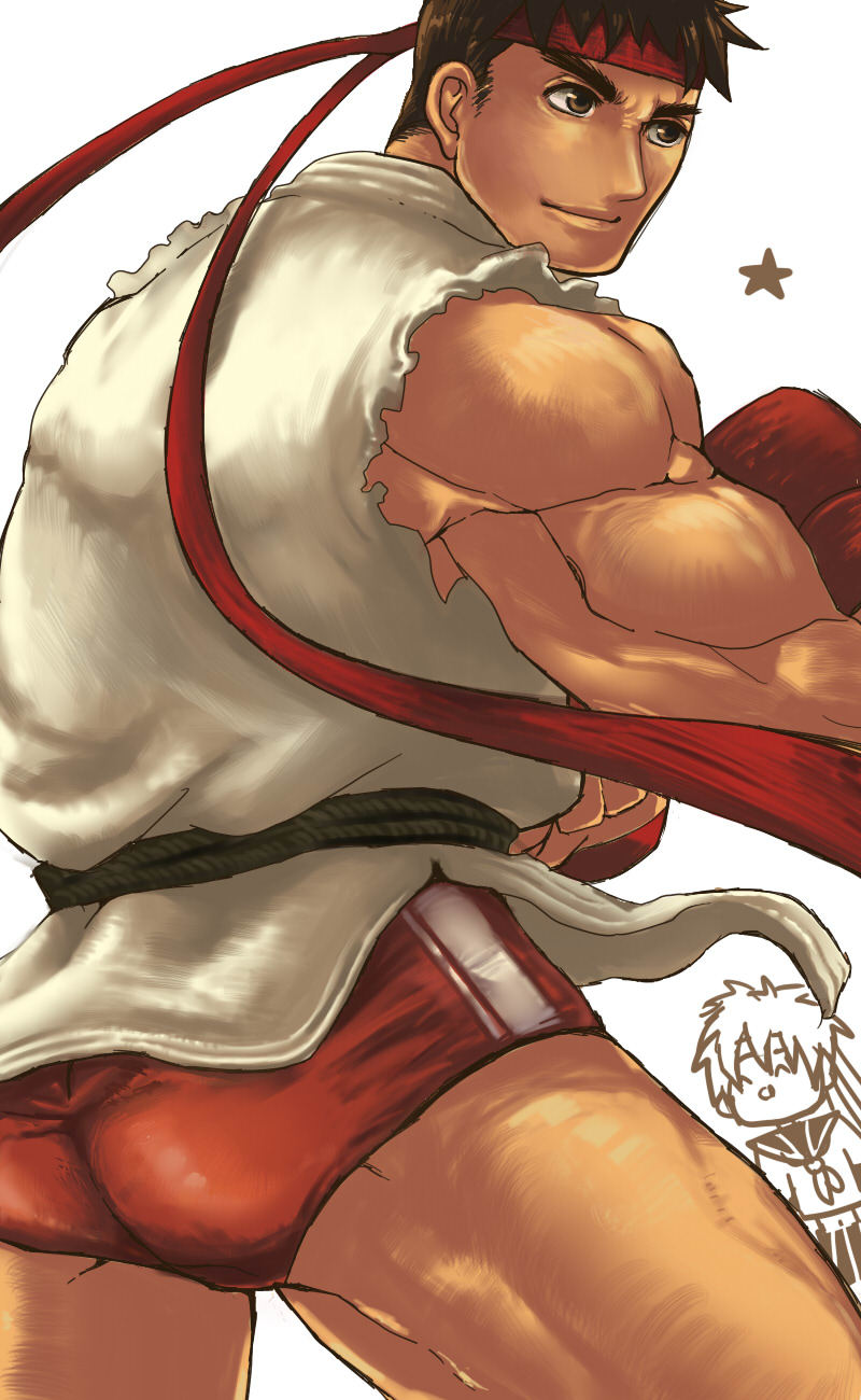 ryu and kasugano sakura (street fighter) drawn by xxxxchild