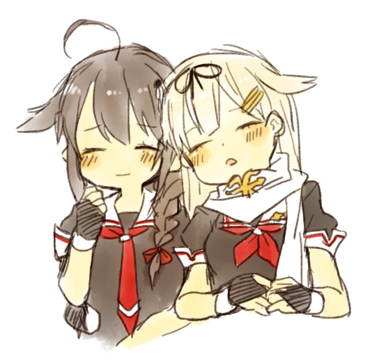 shigure, yuudachi, shigure kai ni, and yuudachi kai ni (kantai collection) drawn by mizuta_(go-han)