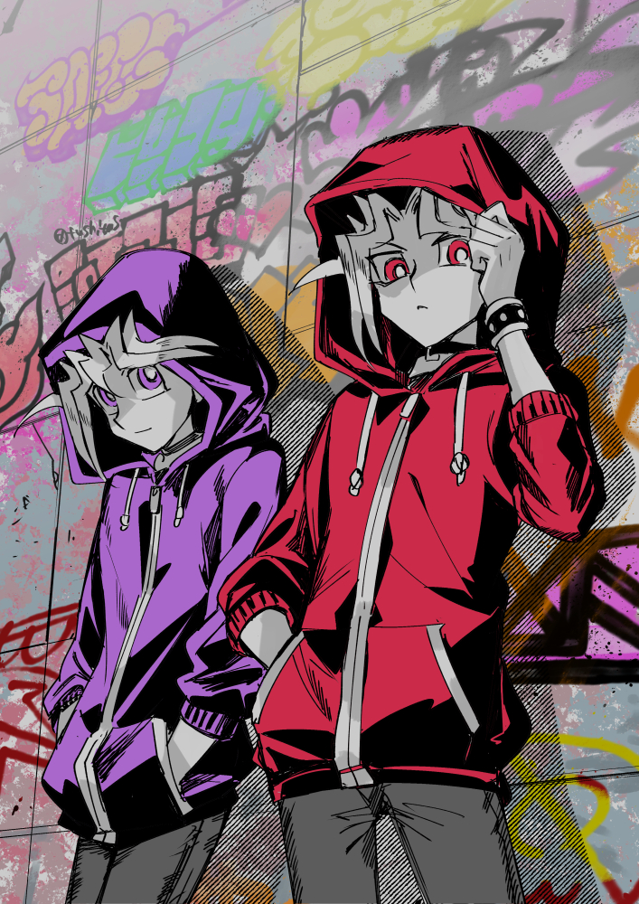 muto yugi and yami yugi (yu-gi-oh! and 1 more) drawn by fushitasu
